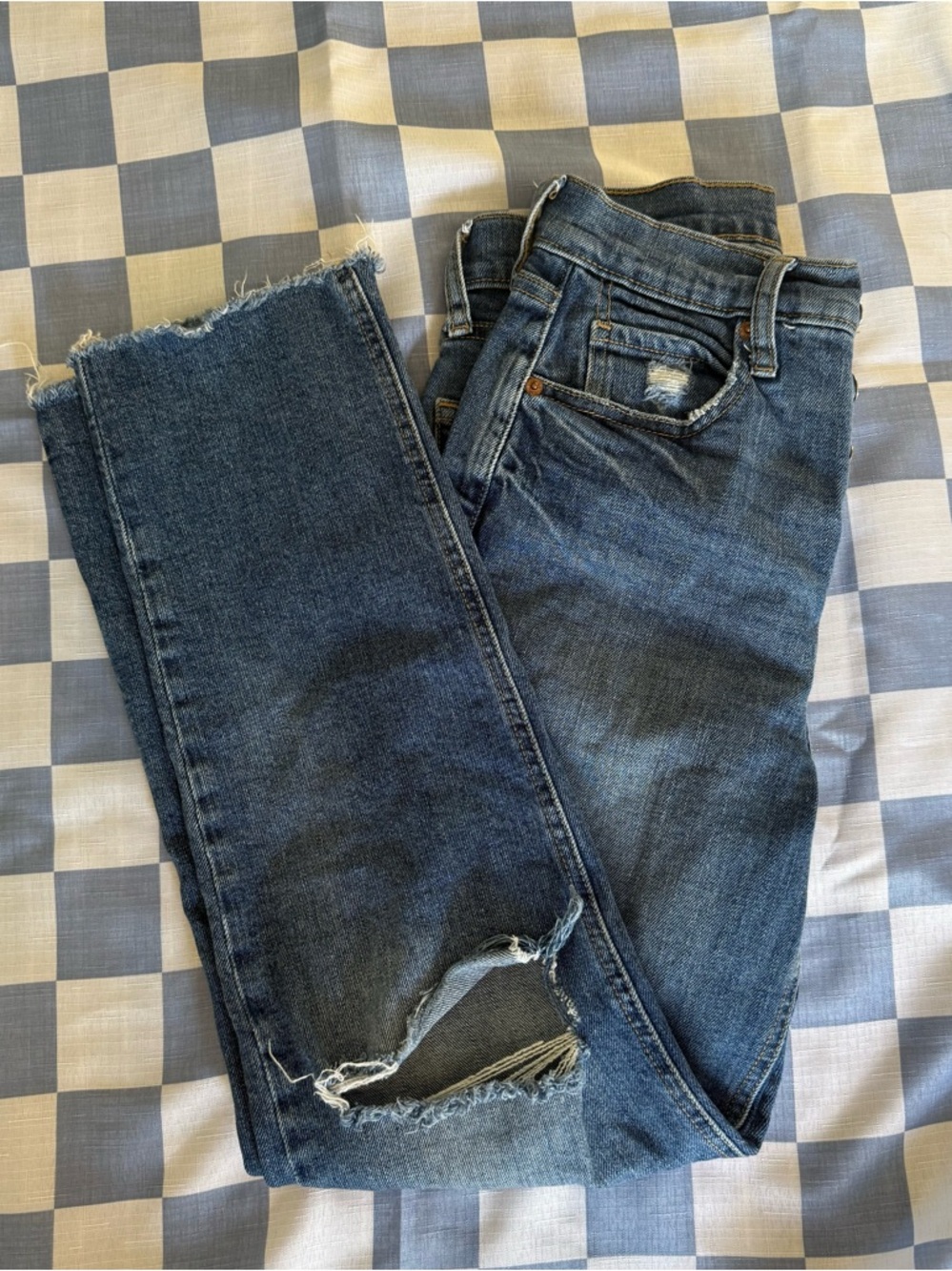 Old Navy Dark Blue Frayed Hem Skinny Jeans